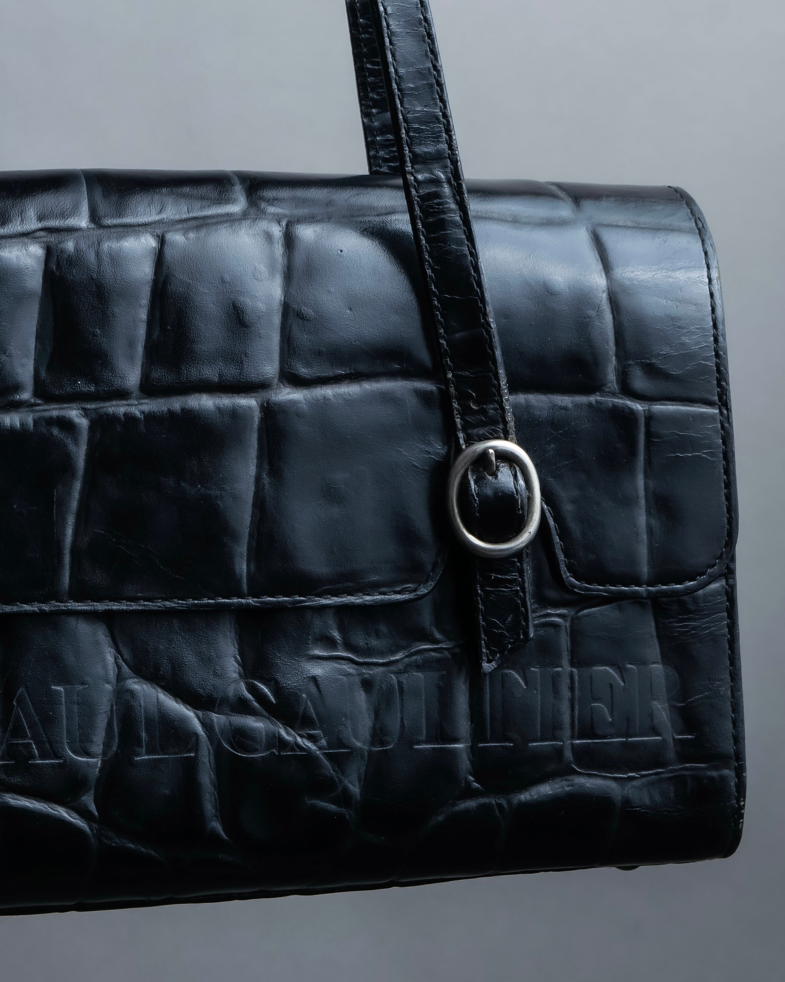 “Jean Paul Gautier” Crocodile-embossed shoulder bag