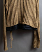 "MAISON MARGIELA" Ribbed drawcord cotton linen knit pullover