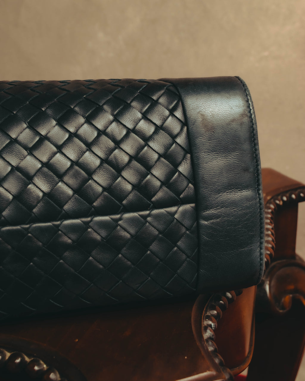 -SPECIAL- “Bottega Veneta” 00’s intrecciato braided handle oversized leather tote bag