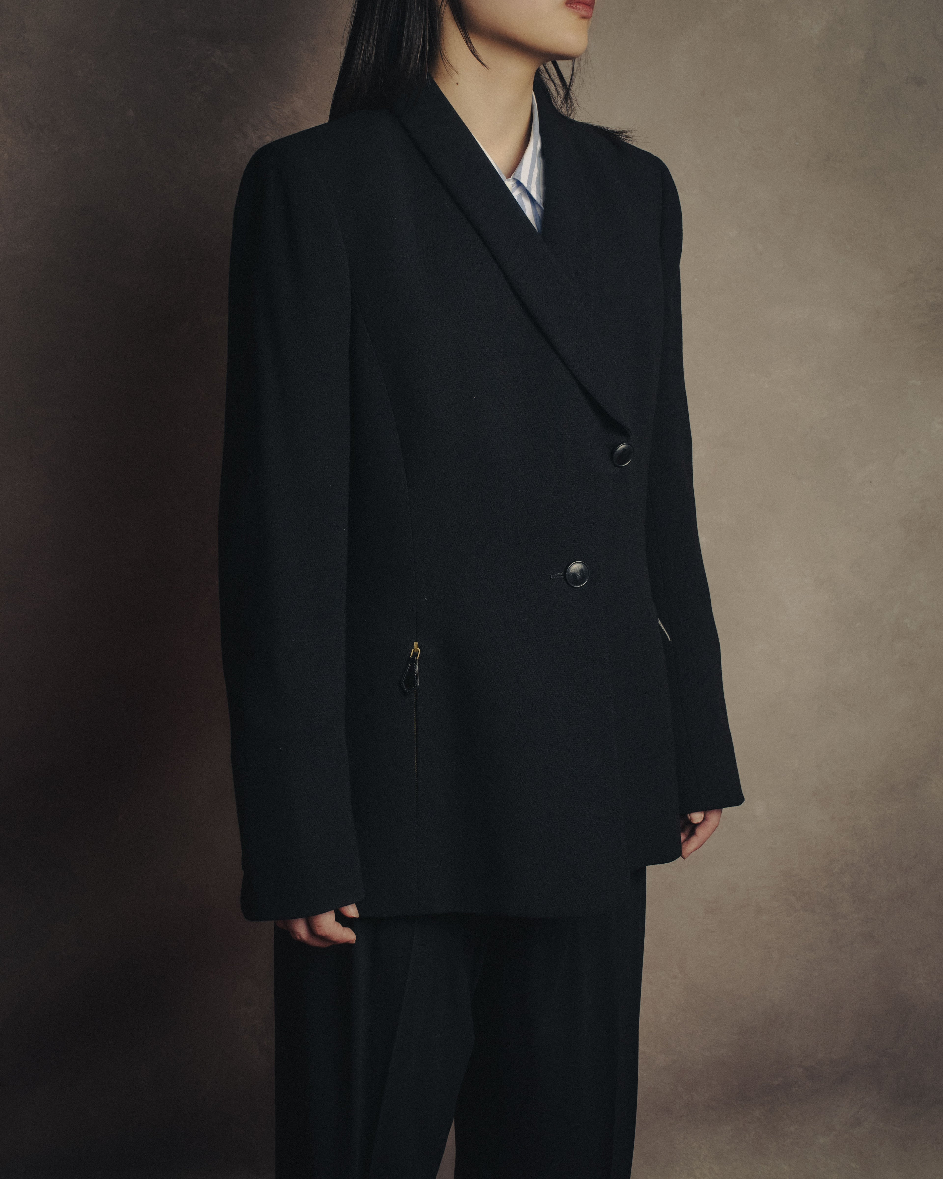 -SPECIAL- “HERMÈS” 90’s Shawl collar asimmetry jacket