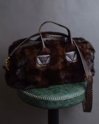 "FALORNI ITALIA LE BORSE" Mink fur leather combination design bag
