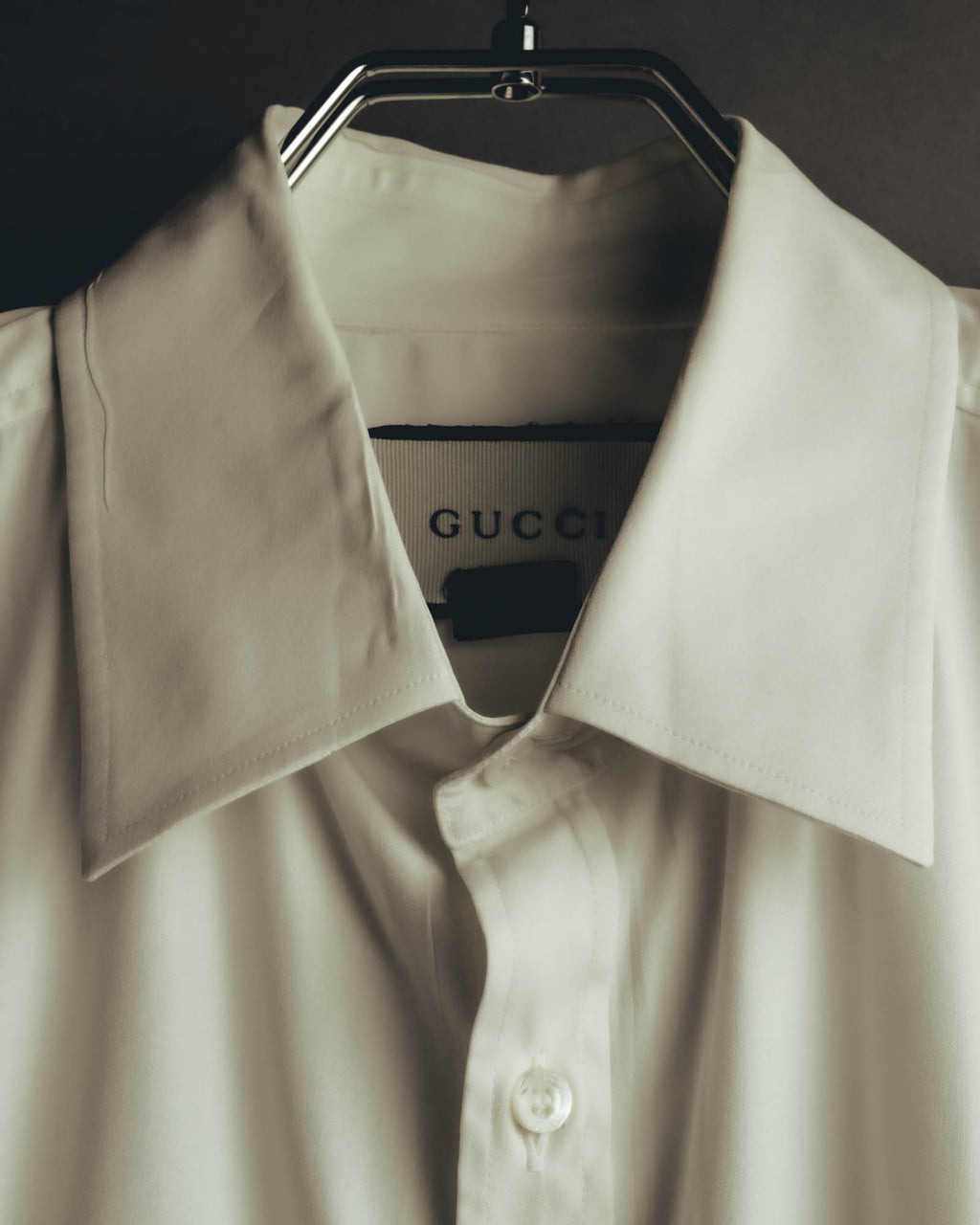 "GUCCI" 10's-20's Minimal ivory dress shirt