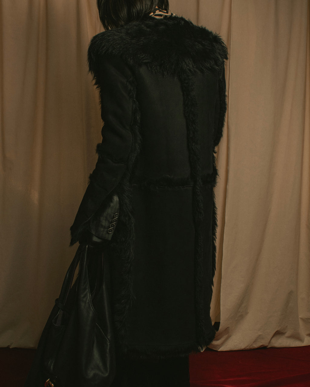 -SPECIAL- "GUCCI" 90's-00's Leather combination fur long coat