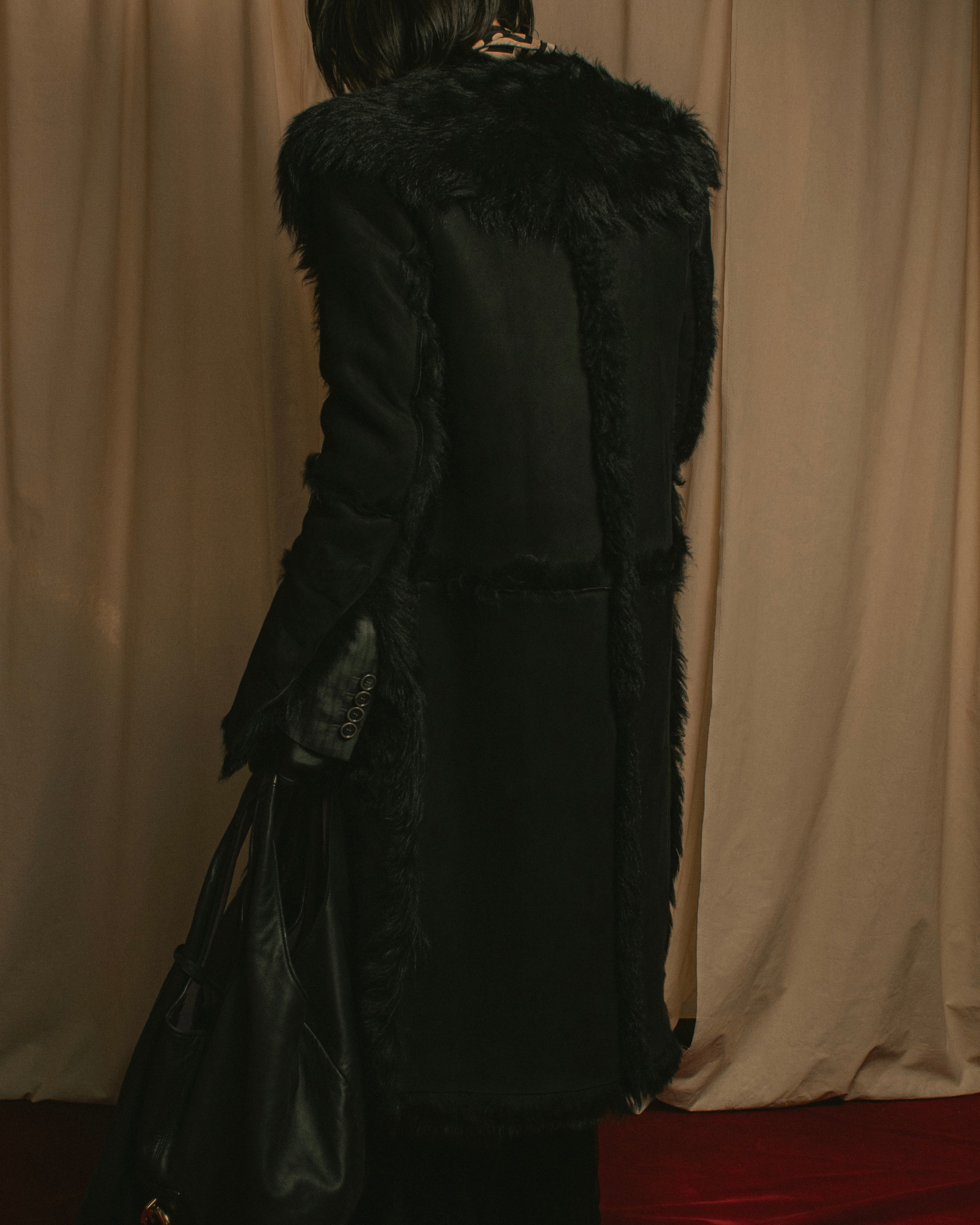 -SPECIAL- "GUCCI" 90's-00's Leather combination fur long coat