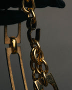 "CELINE" 70's-80's Sulky motif gold metal chain belt