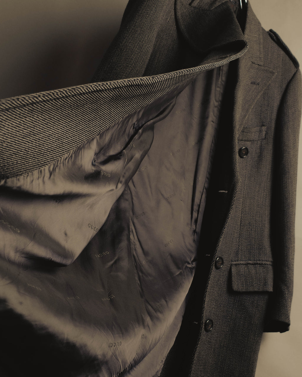 “GUCCI” Late 90’s-early 00’s military double breasted wool coat