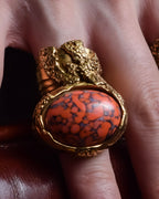 "YVES SAINT LAURENT" Treasure box style turquoise artillery ring