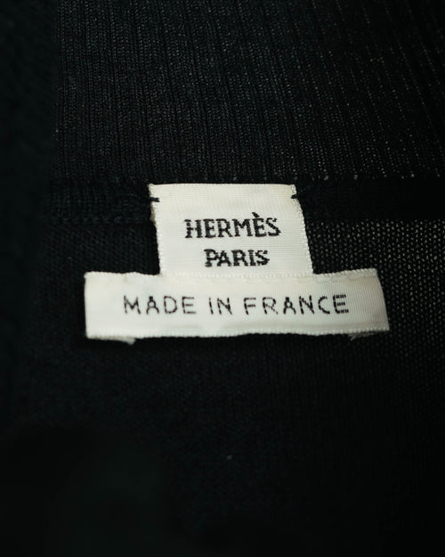 "Hermès" 00's Horse sketch print silk-paneled cashmere blend knit sweater