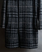"BURBERRY" Check pattern double zipper hooded coat
