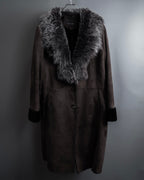 "NORTH BEACH" Smoky lamb fur design suede leather coat