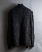 "YVES SAINT LAURENT" Ribbon design stand collar low gauge cardigan