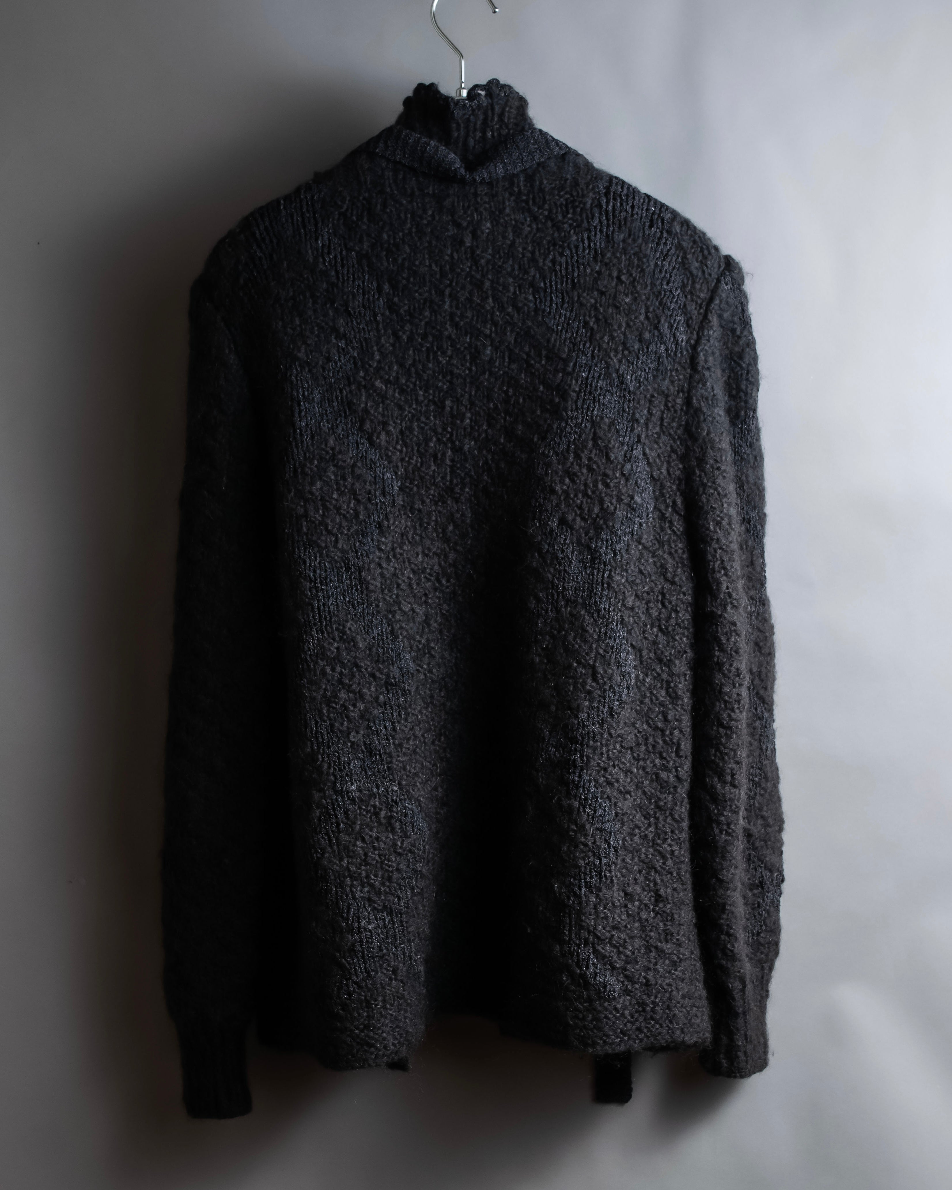 "YVES SAINT LAURENT" Ribbon design stand collar low gauge cardigan