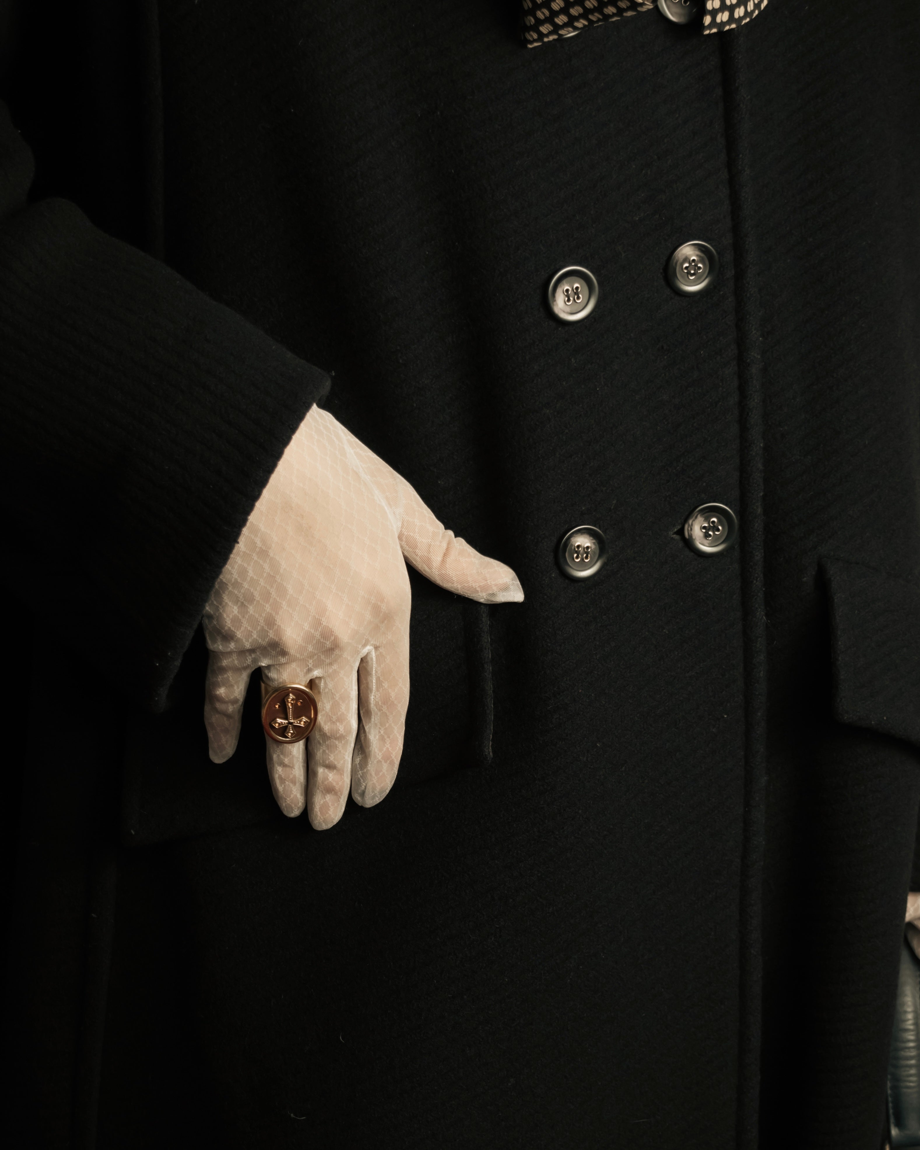 "Valentino Garavani"Shawl collar A-line silhouette long coat