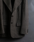 "YVES SAINT LAURENT" Glen plaid oversized wool tailored jacket