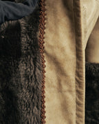 “LOEWE” 70’s-early 90’s Suede shearling belted long coat