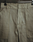 -SPECIAL- “Christian Dior” 20’s silk cotton striped straight trousers