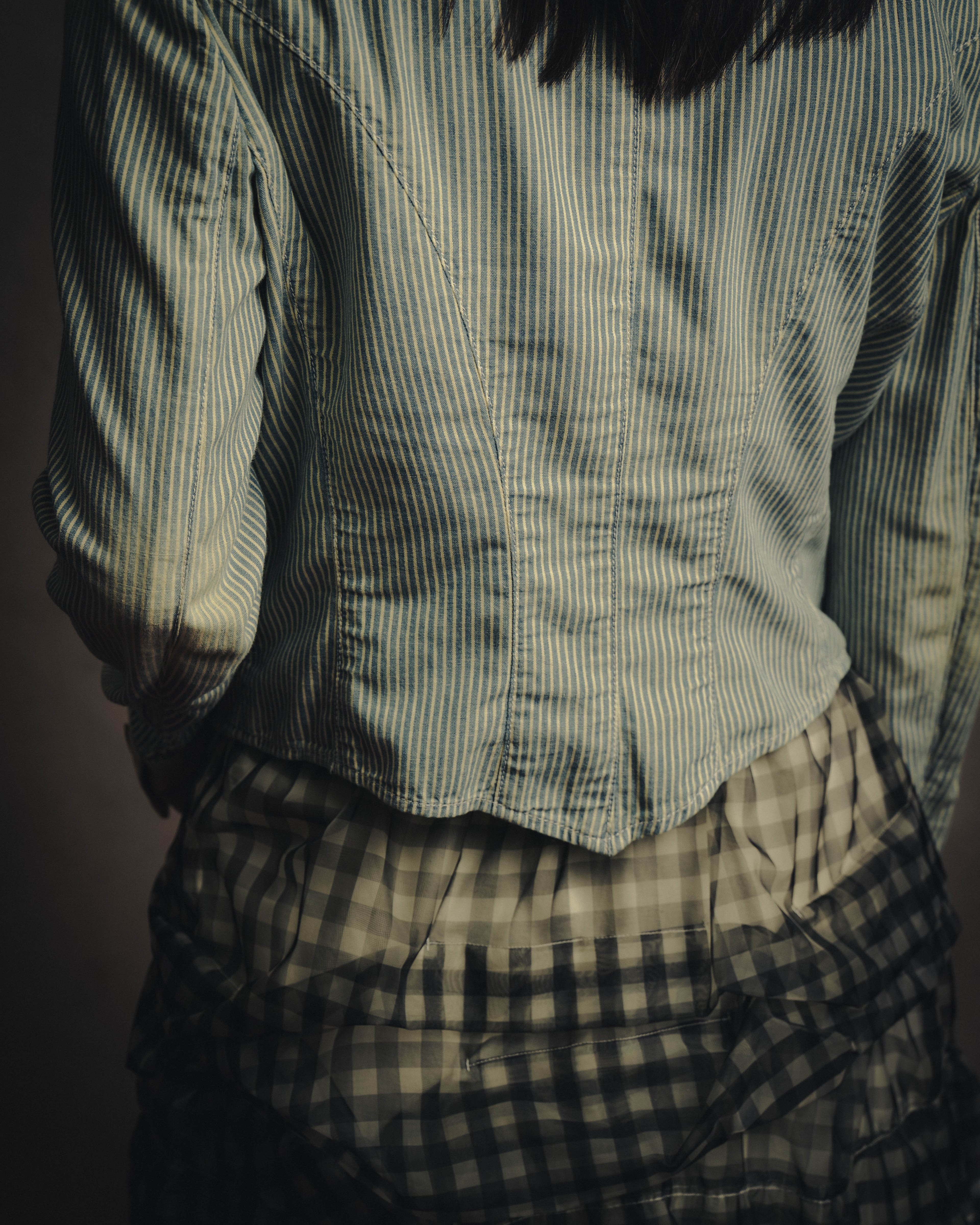 -SPECIAL- "Ralph Lauren" 00's Hickory stripe cotton double-breasted marine jacket
