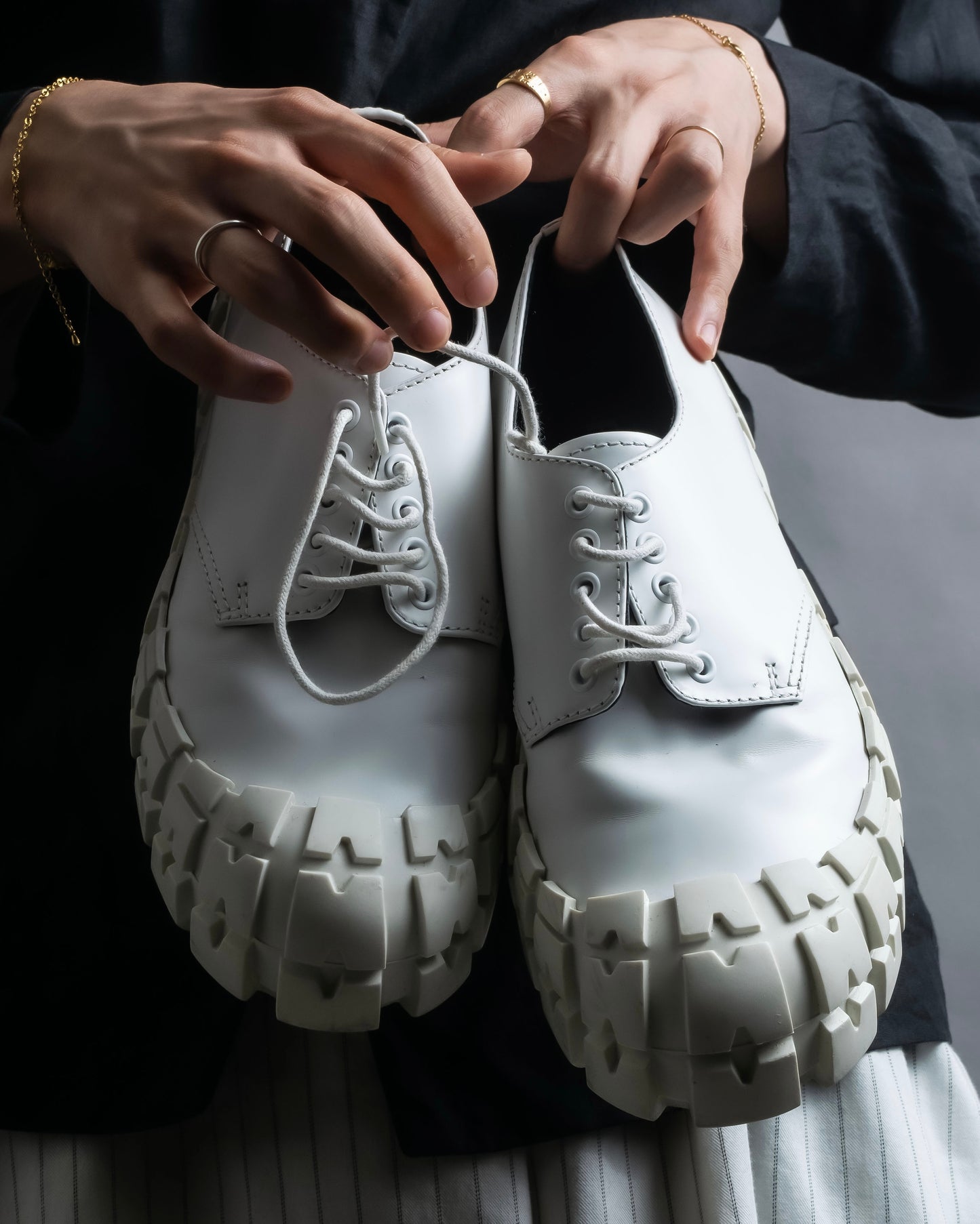 "PRADA" Tire sole white color derby shoes