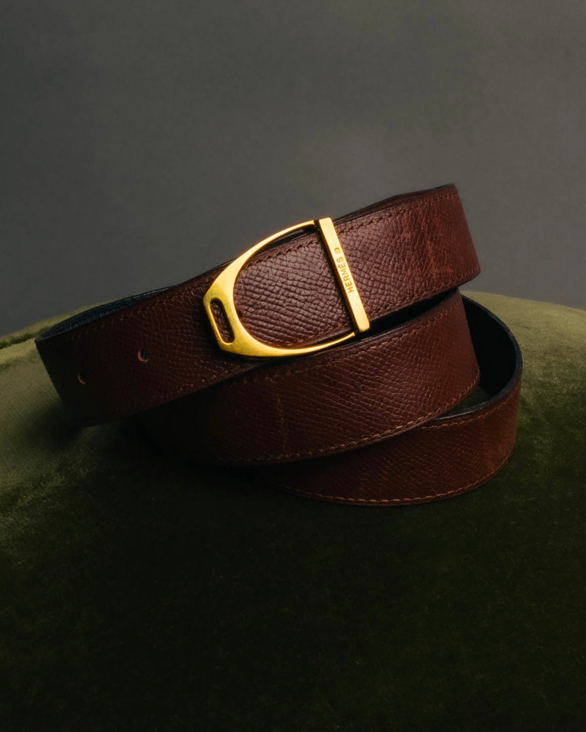 "Hermès" Vintage grained leather belt