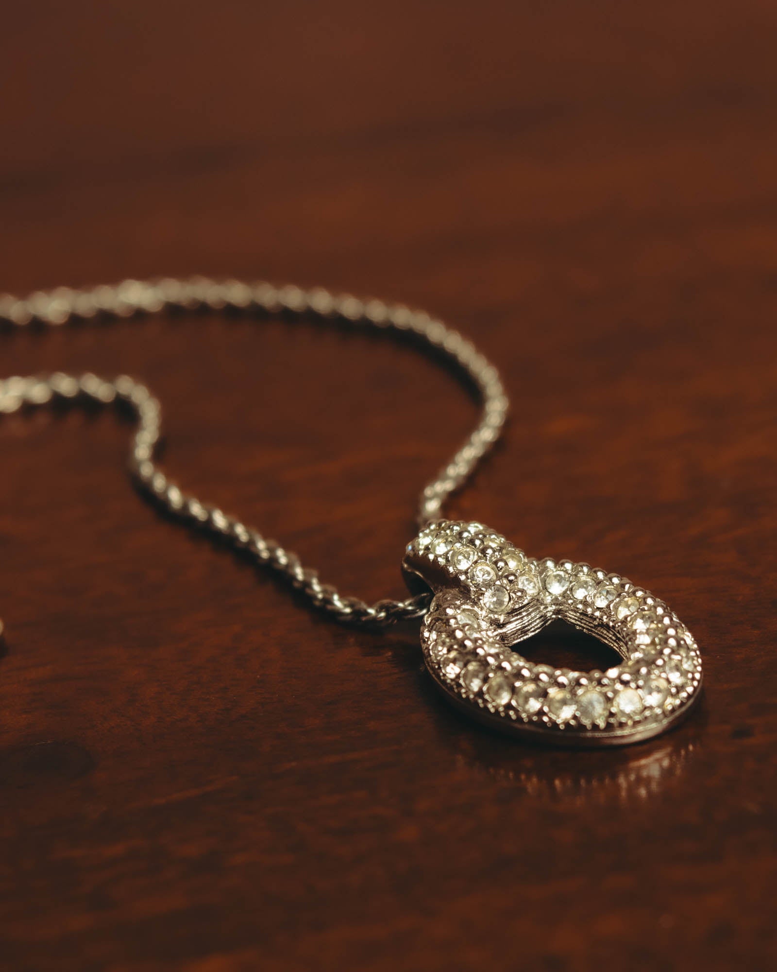 "Christian Dior" 80's-90's Rhinestone oval pendant necklace