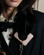 "MARNI" Faux fur collar＆mixed material docking accessory