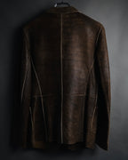 "JIL SANDER" 90’s-03 seam-detailed grained leather tailored jacket