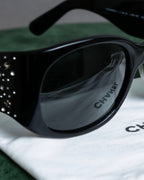 "CHANEL" Rhinestone &amp; Coco mark engraved black lens sunglasses