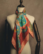 "GUCCI" Late 70's-early 90's oriental motif silk scarf