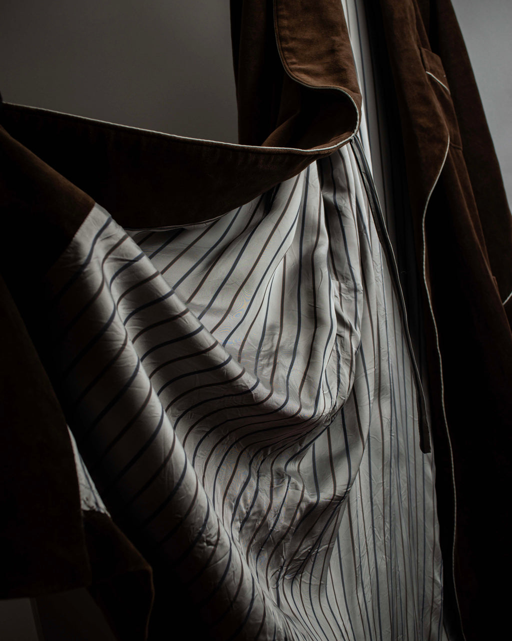 "CELINE" Piping design velour long gown coat