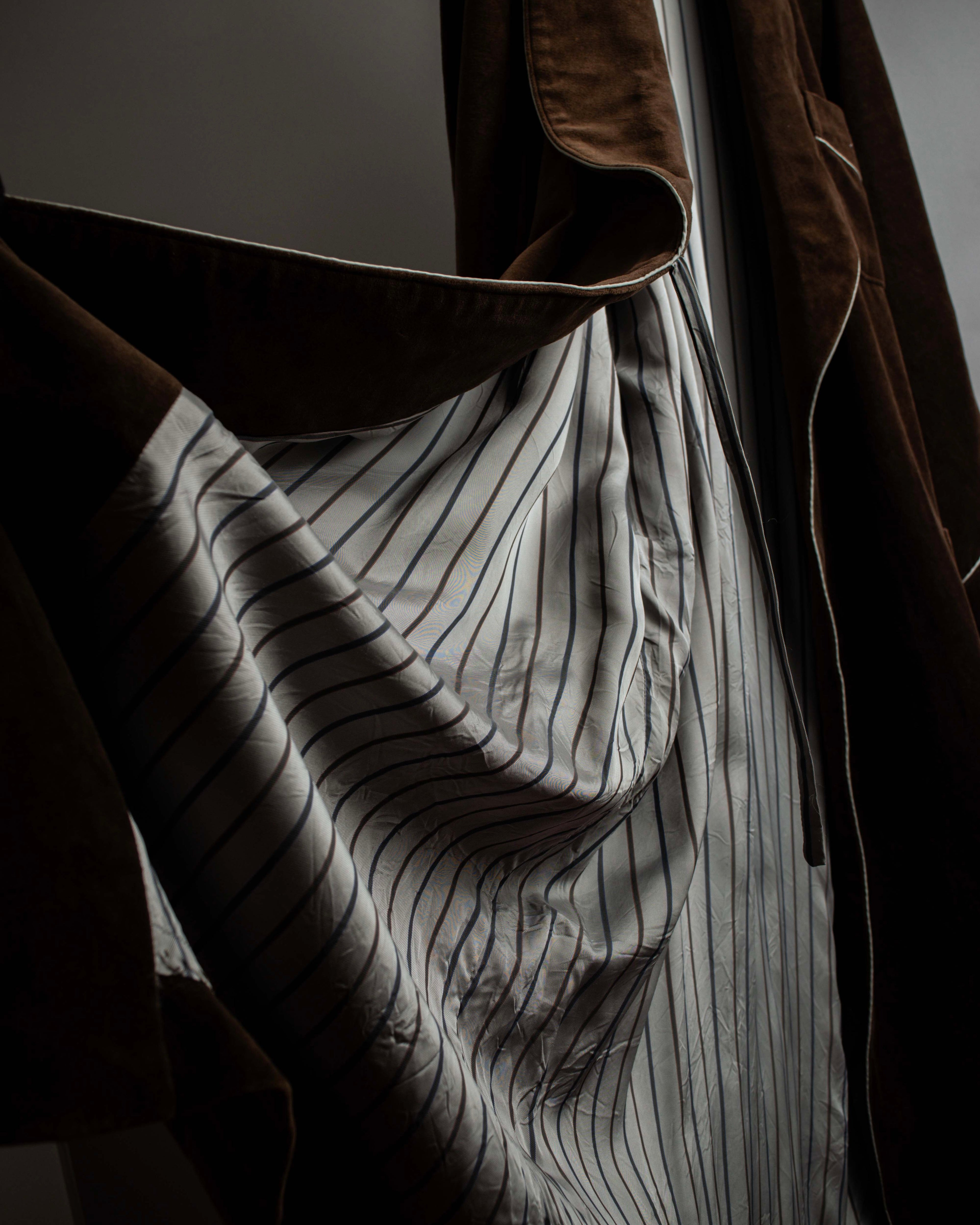 "CELINE" Piping design velour long gown coat