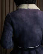 "KENZO" Gradient color belted suede mouton jacket