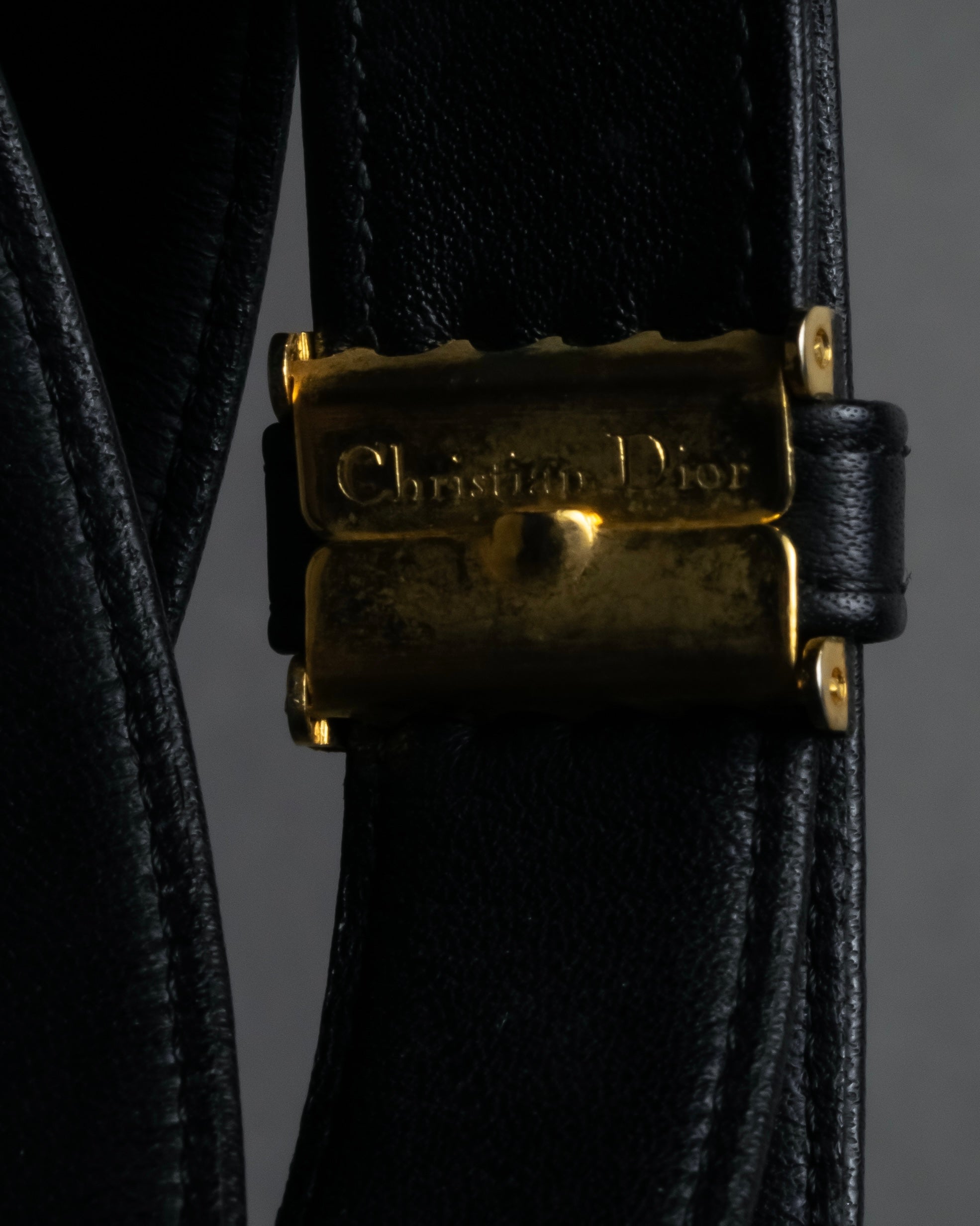 "Christian Dior" Logo buckle slim leather belt