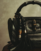 –SPECIAL– "GUCCI" 10's Embellished bamboo leather handbag