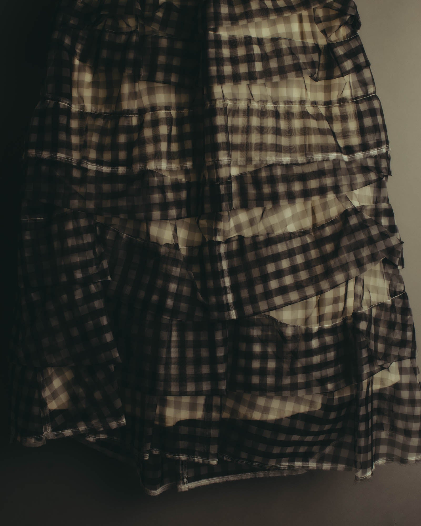 -SPECIAL- "tricot COMME des GARÇONS" 07SS Gingham check sheer tiered ruffle skirt