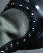 For lease "Christian Dior" Stud design metal plate docking leather gloves