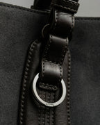 "LOEWE" Harness design logo engraved suede leather hand bag