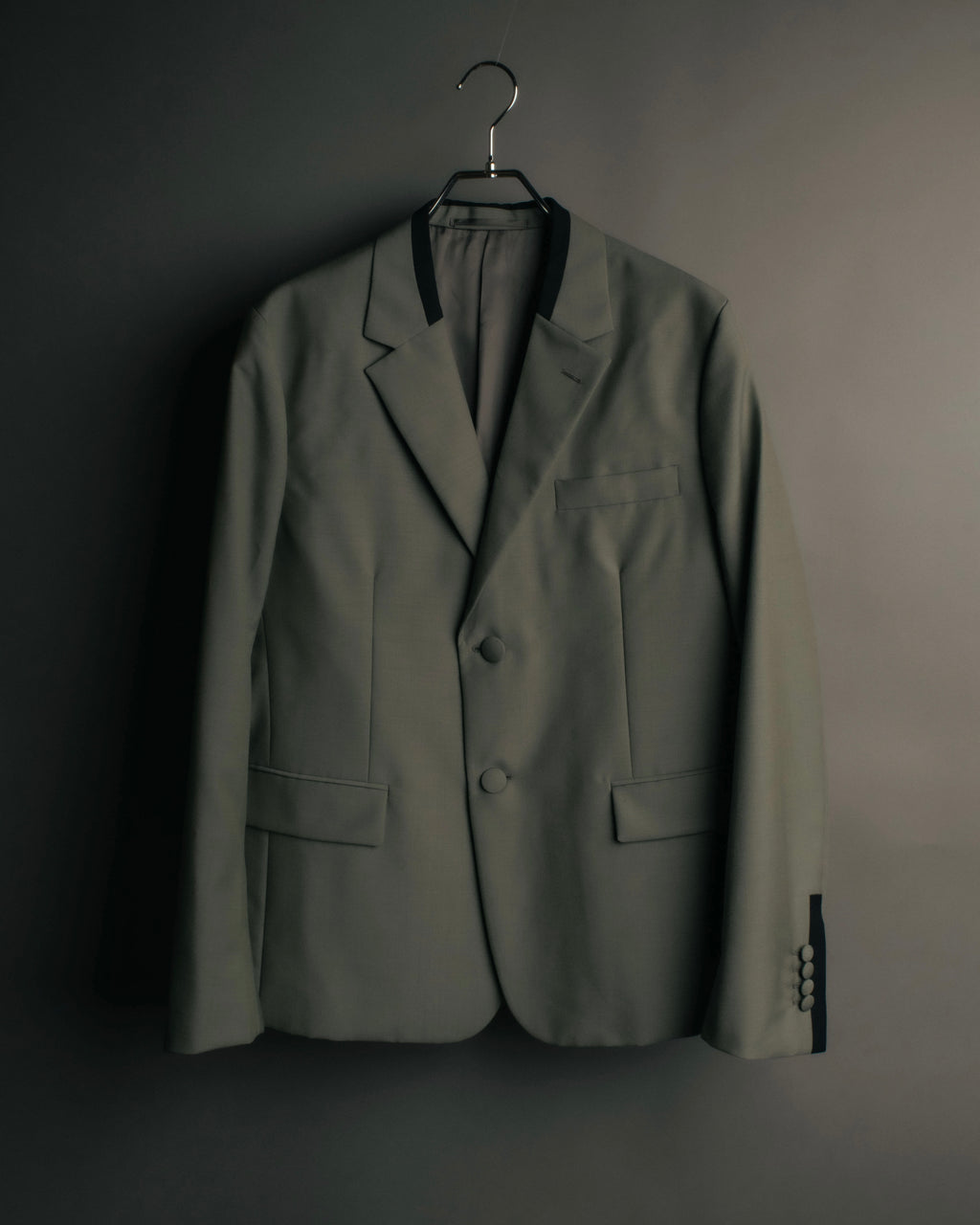 "PRADA" 2012AW Wool-mohair tailored jacket with contrast collar detail