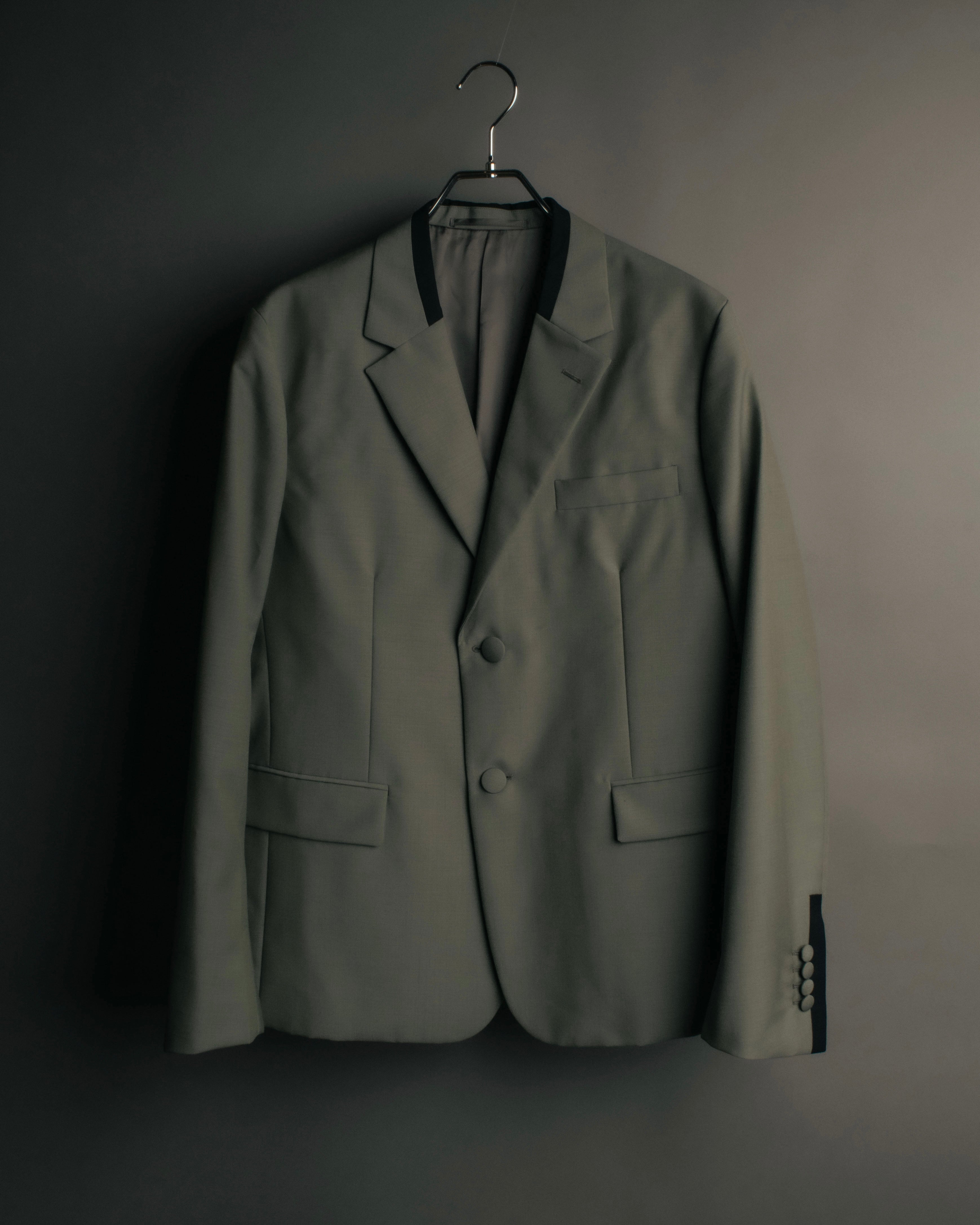 "PRADA" 2012AW Wool-mohair tailored jacket with contrast collar detail