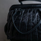 "VALENTINO" pleated gather design nappa leather one shoulder bag