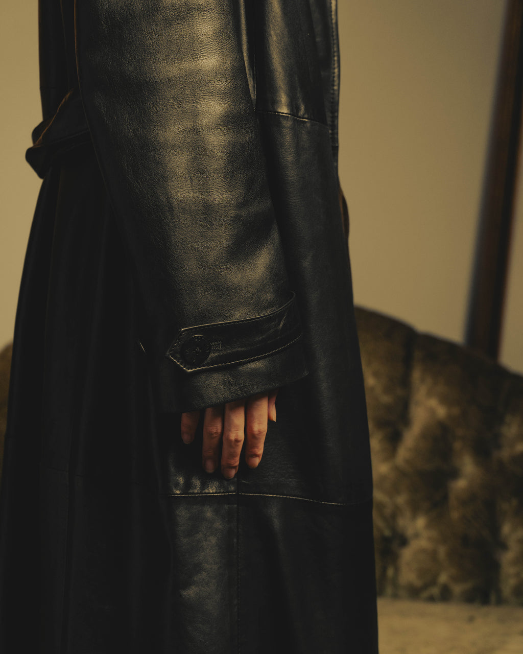 -SPECIAL- "BOTTEGA VENETA" 80's-00's Belted leather coat