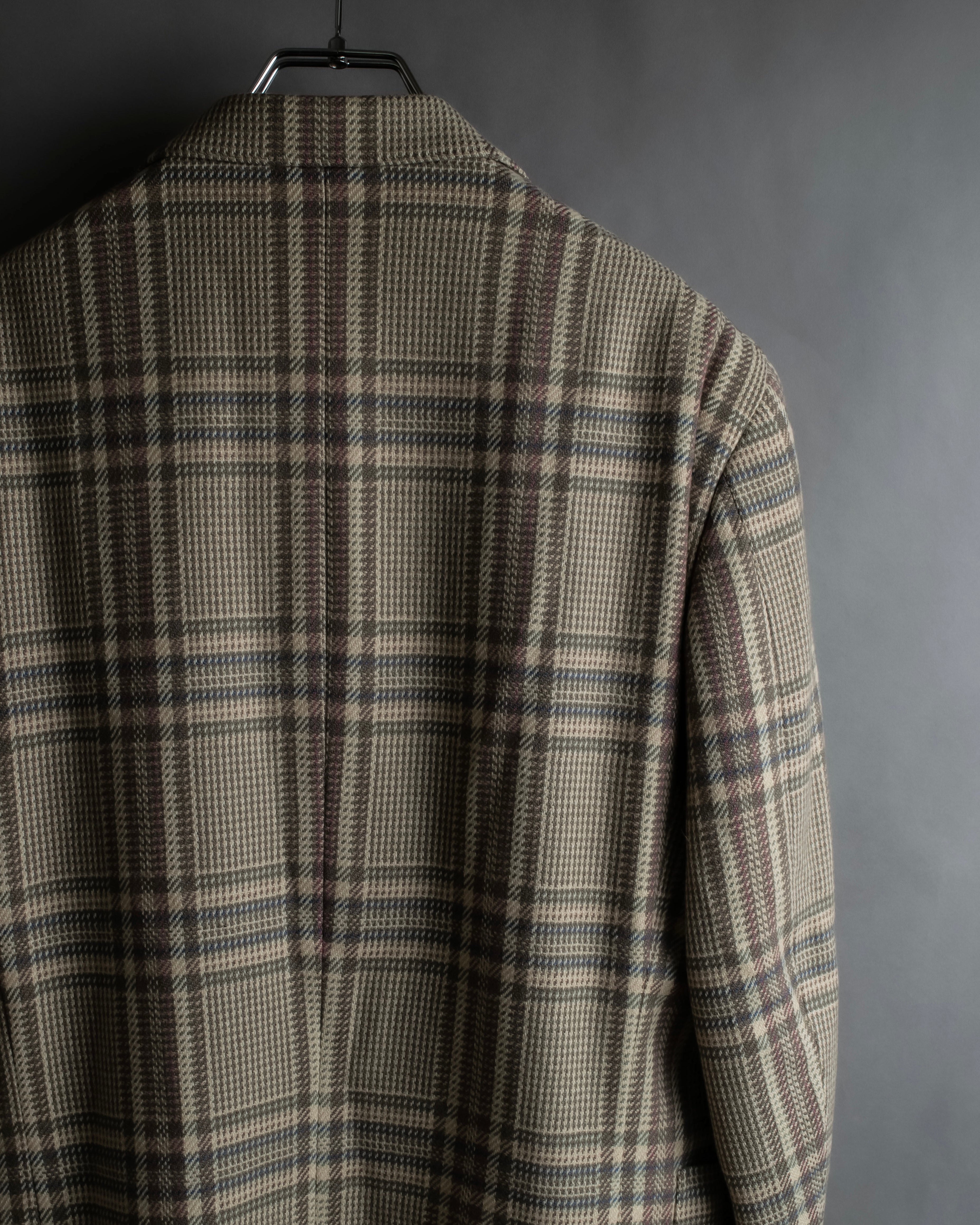 "BURBERRYS" Windowpane pattern tweed tailored jacket