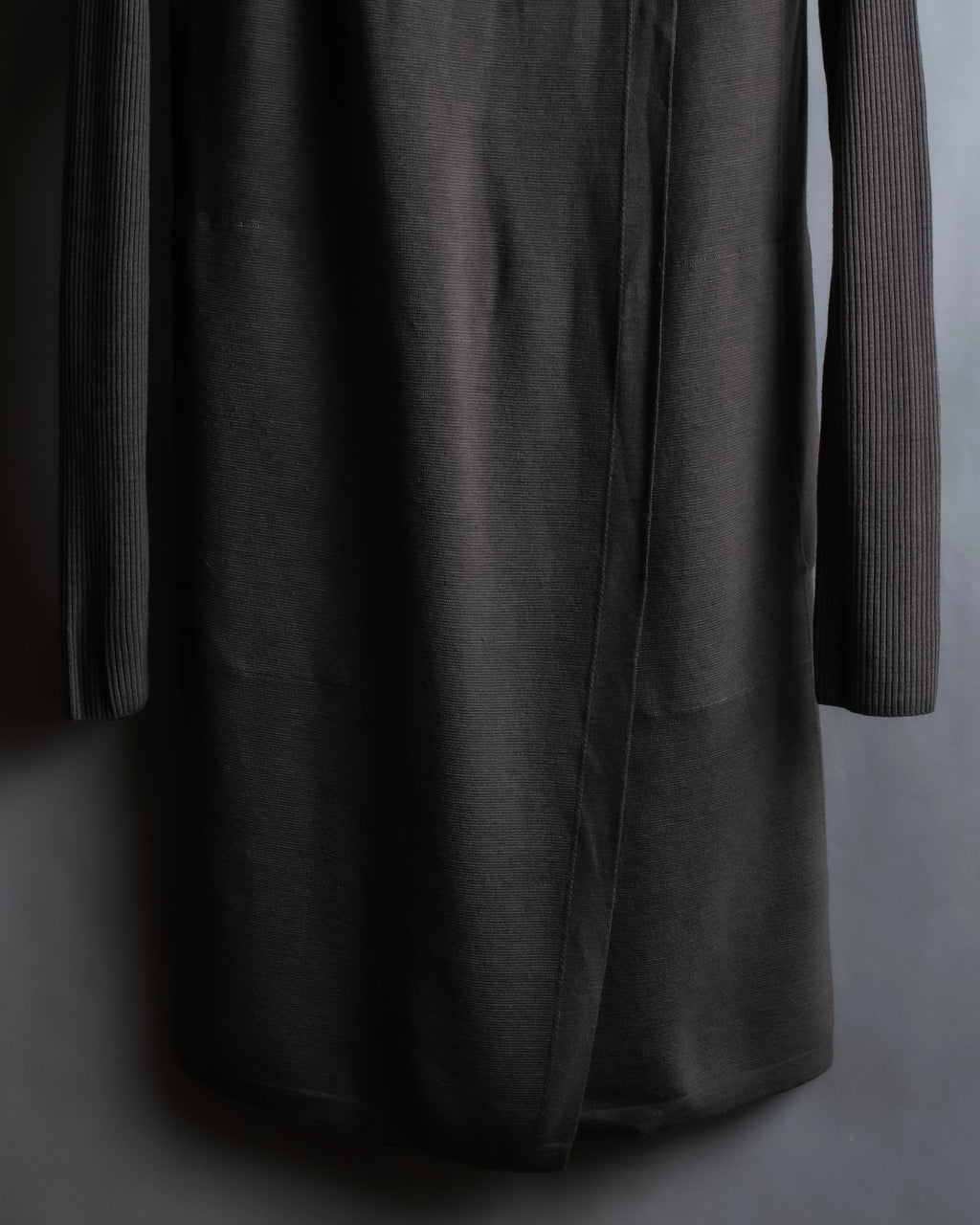 "Rick Owens" 12AW asymmetrical hooded knit cardigan