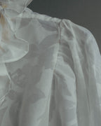 “Yves Saint Laurent” 80’s-90’s Sheer floral ruffle lingerie robe