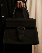 "JEAN PAUL GAULTIER" Front clasp design suede leather hand bag