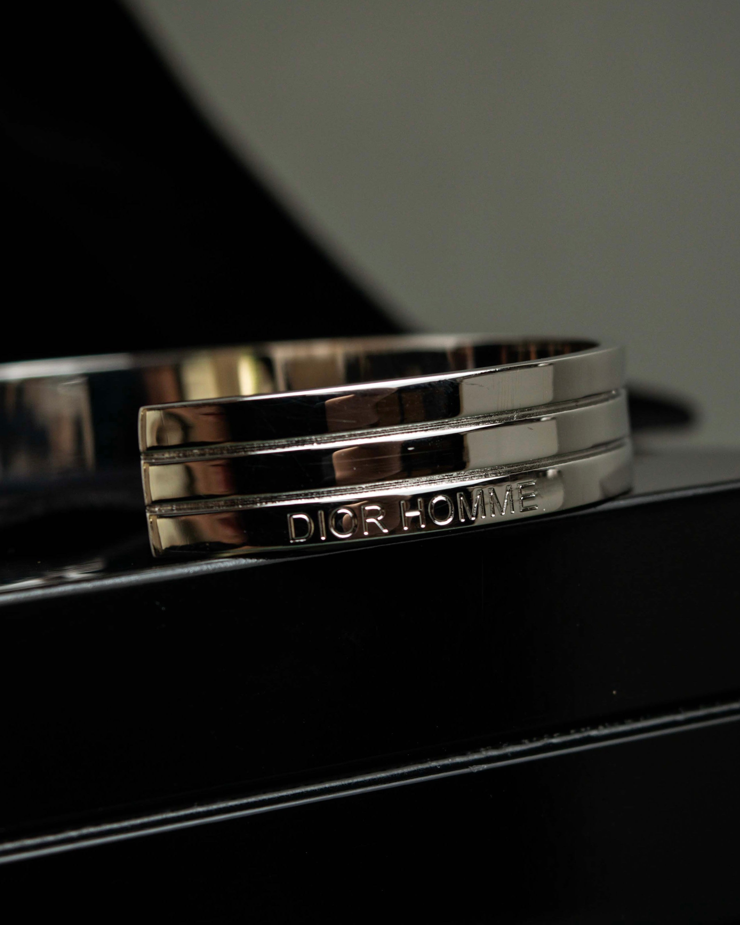 "DIOR HOMME" Logo engraved silver bangle