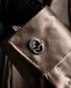 "GUCCI" Ecru beige glossy wide collar shirt