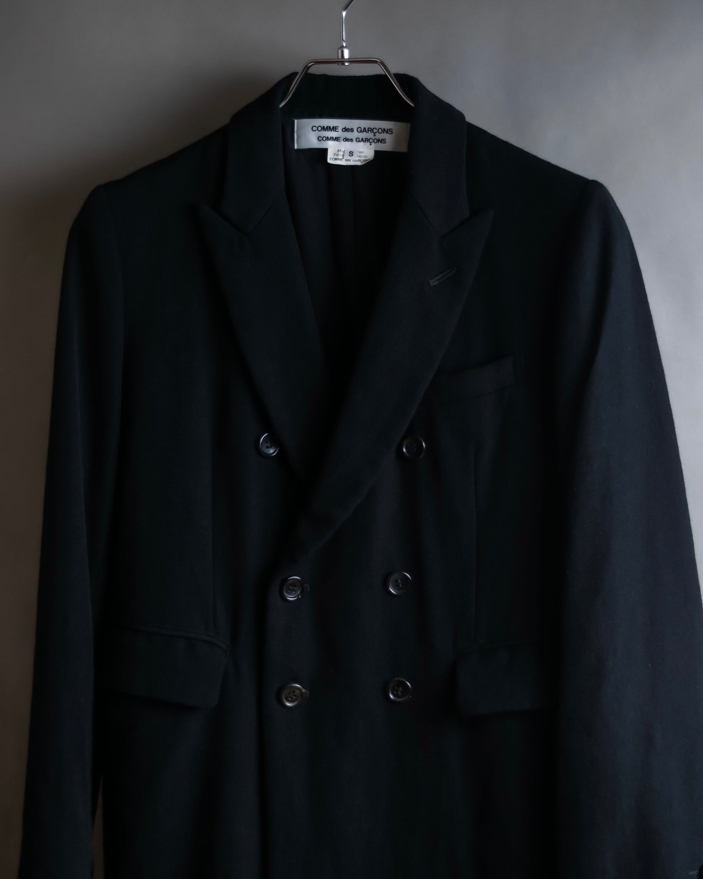 "COMME des GARCONS COMME des GARCONS" Peaked lapel double-breasted long tailored jacket