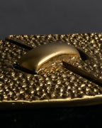"YVES SAINT LAURENT" Granular texture diamond gold brooch