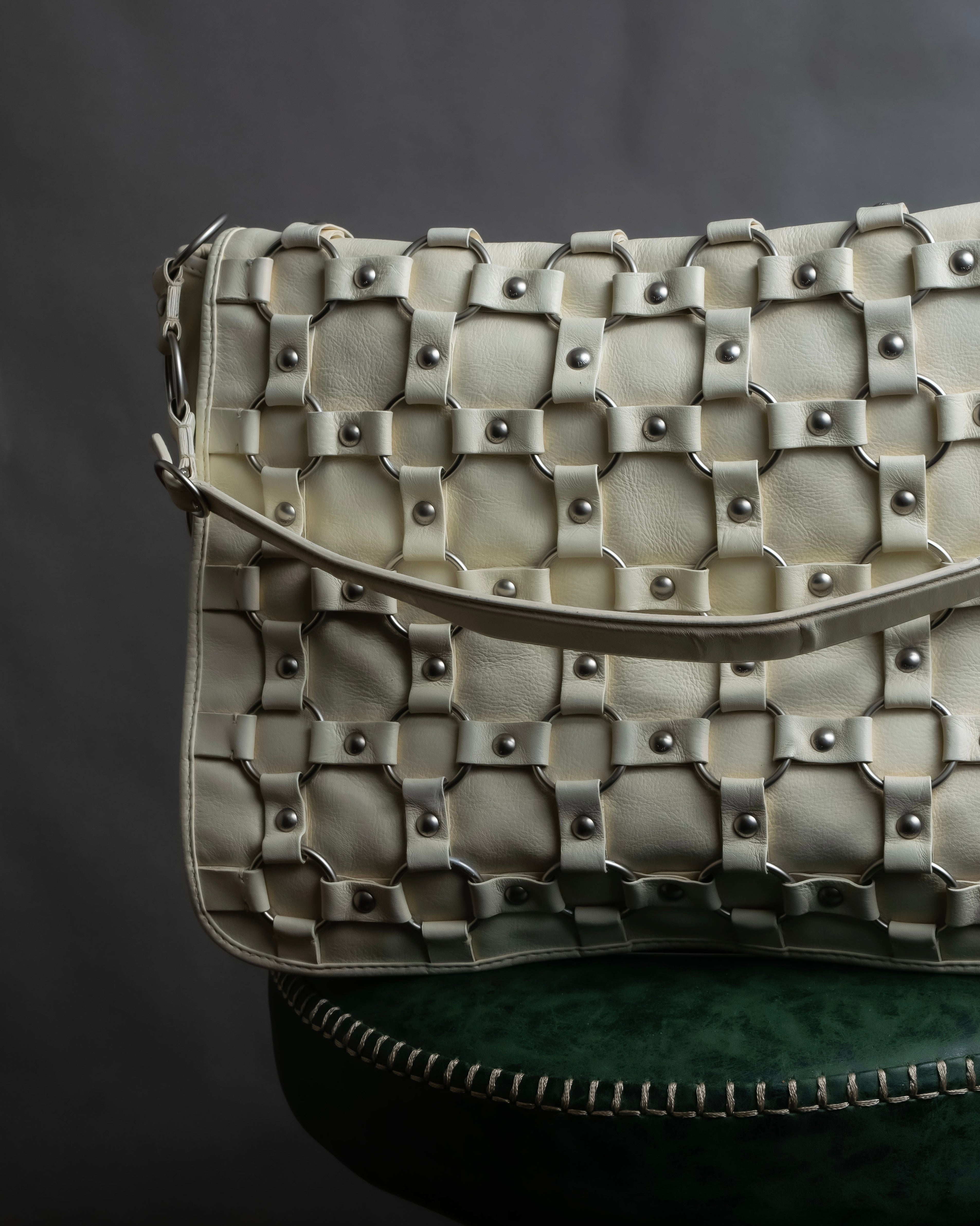 "Christian Dior" Metal ring leather combination design bag