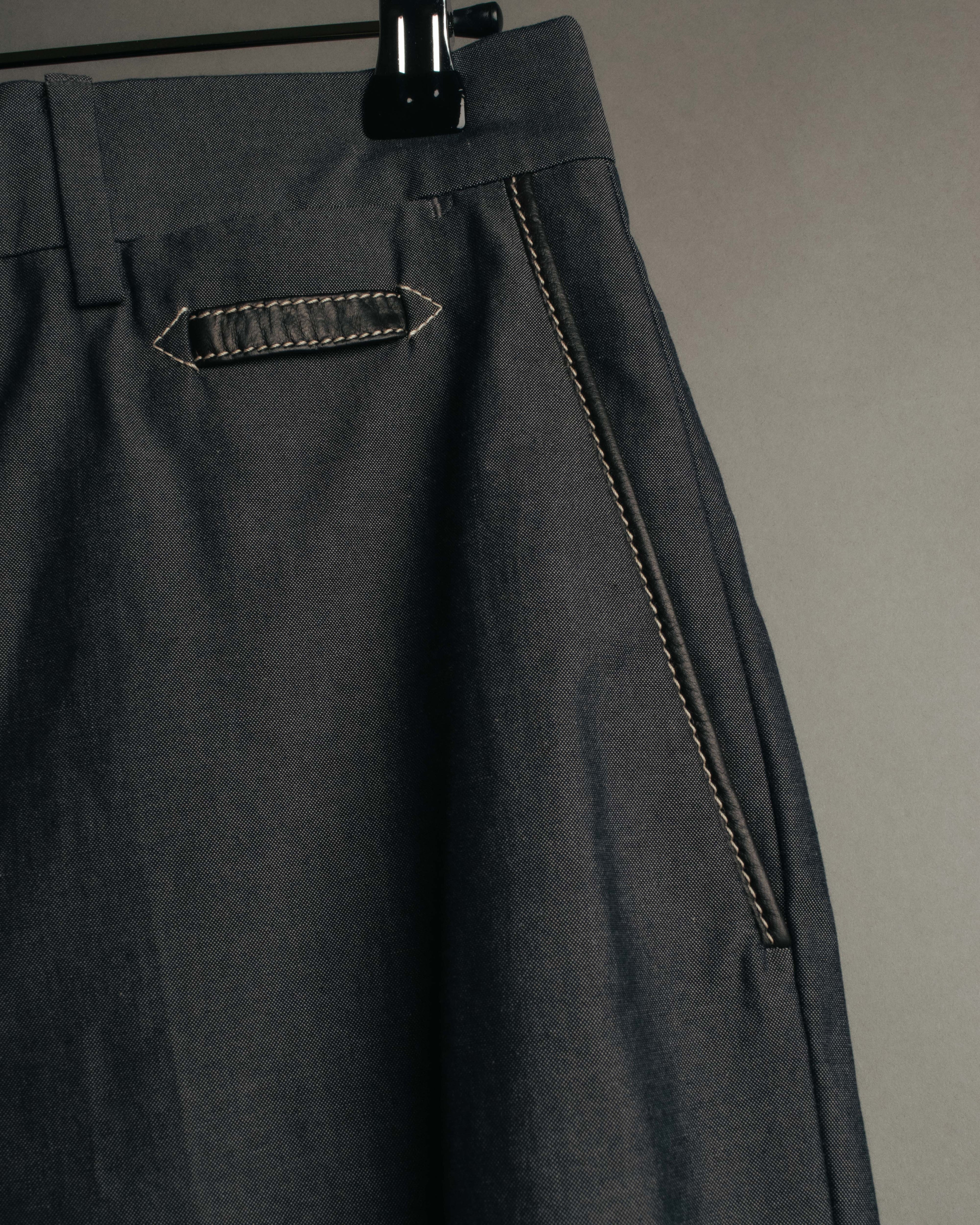 -SPECIAL- “HERMÈS” 1998-00’s Leather trimmed tailored trousers